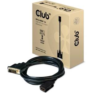 Club 3D Кабел Club 3D - CAC-1211 (DVI-D към HDMI 1.4, 2 м, M/F, двупосочен, UHD 4K30Hz, златни контакти) (CAC-1211)