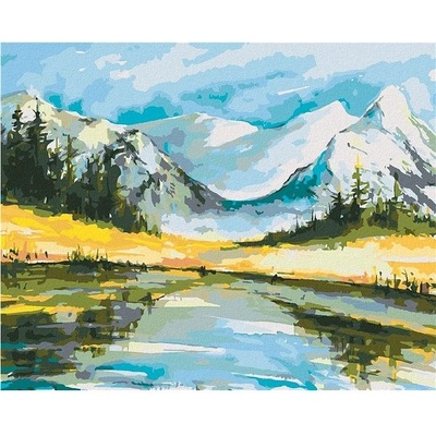 zuty Malování Podle Čísel Zasněžené Hory S Jezerem 80 x 100 Cm Plátno Rám