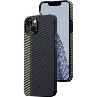 PITAKA MagEZ 3 600D Fusion Weaving Aramid Fiber MagSafe Case - кевларен кейс с MagSafe за iPhone 14 (черен-зелен)