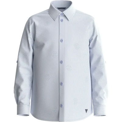 GUESS Бледо синя раирана риза за момче с детайли Guess