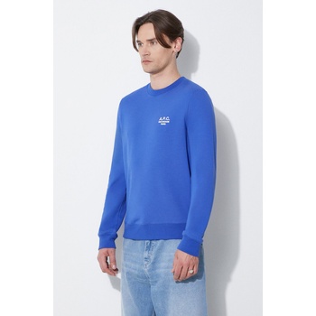 APC Памучен суичър A. P. C. sweat rider в синьо с изчистен дизайн COEZD-H27699 (COEZD.H27699.TIC)