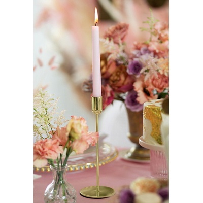 PartyDeco Svícen na kónickou svíčku zlatý kovový 22 cm