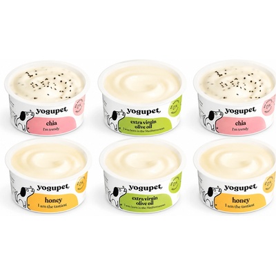 yogupet Класически микс йогурти за кучета Yogupet - 6x110 гр (Мед, Чия и Зехтин)