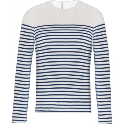 Pánské námořnické tričko s dlouhým rukávem Breton pruhovaná bílá námořnická modrá
