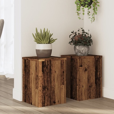 vidaXL Стойки за растения 2 бр старо дърво 25x25x35 см инженерно дърво (852913)