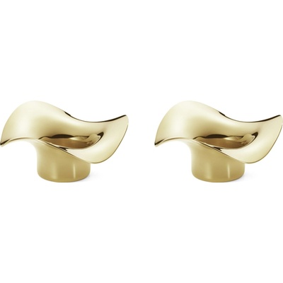 Georg Jensen Pozlacený svícen na čajovou svíčku Cobra Gold – set 2 ks, zlatá barva, stříbrná barva, kov