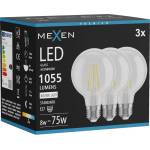 Mexen Vintis 3x LED филаментни крушки E27, G80, 8W, Неутрална - 4000K, 1055 lm, прозрачен (L155-E27-0840-00x03)