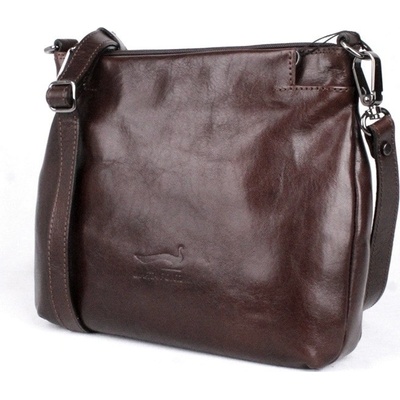 Marta Ponti Luxusní tmavědámská kožená crossbody kabelka 6019 hnědá