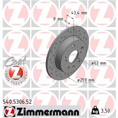 Brzdový kotúč ZIMMERMANN 540.5306.52 (540530652)