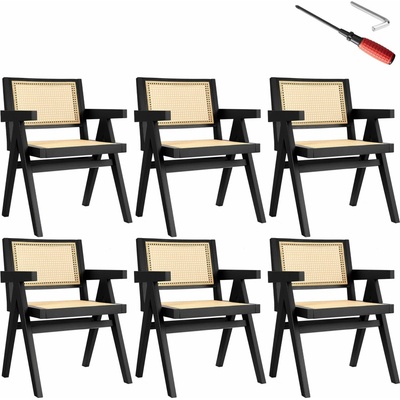 tectake Lissy s vídeňským pletením černá 6 ks
