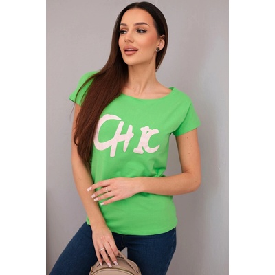 Kesi Dámska bavlnená blúzka s potlačou CHIC biela Zelená