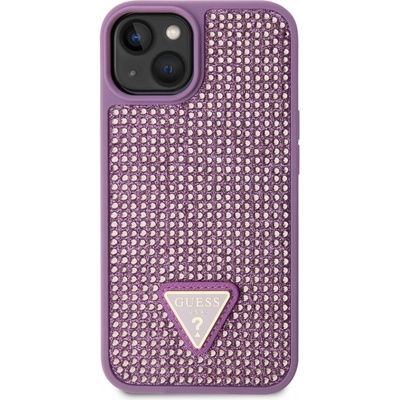 Guess Rhinestones Triangle Metal Logo iPhone 14 fialová