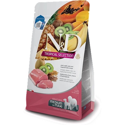 N&D N&D Tropical Selection Dog Adult Medium & Maxi Pork and Tropical fruits за средни и едри породи със свинско, спелта, овес и тропически плодове 10kg