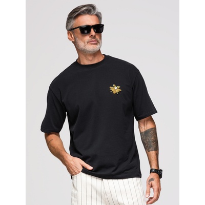 Ombre Clothing Мъжка тениска свободен срез с аплика пчела на гърдите - слонова кост V1 OM-TSCT-0275 Ombre Clothing Ombre Clothing | Byal | МЪЖЕ | M
