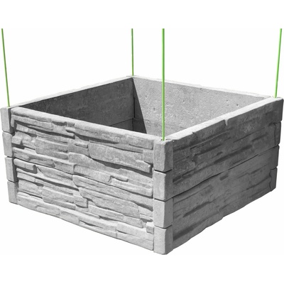 Barigadi Vyvýšený záhon betonový 100x100 x 50 cm, vzor štípaný kámen, přírodní šedá