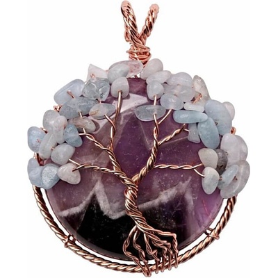 Nefertitis Ametyst přívěsek Strom života z akvamarínu NF45671