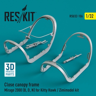 Kitty Hawk Reskit Close canopy frame Mirage 2000 B,D,N for / Zimimodel kit 3D Printed 1:32