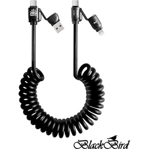 BlackBird Кабел за данни Extreme 4in1 USB-A/USB-C/Lightning 50-200cm, черен BH1683 (BH1683)