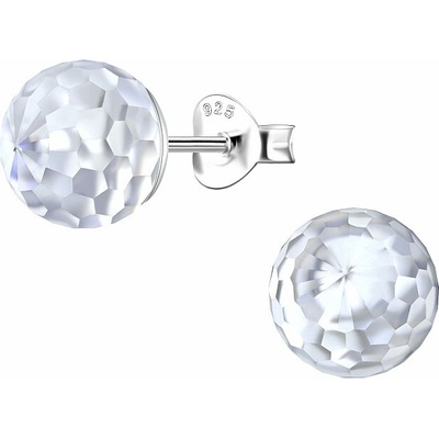 Nefertitis 32287 Stříbrné náušnice pecky CRYSTAL DISCO BALL NF64699 8 mm