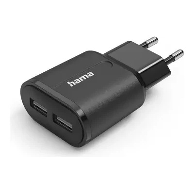 Hama Зарядно HAMA 220V, 2 x USB-A, 12W, Черен (HAMA-201971)