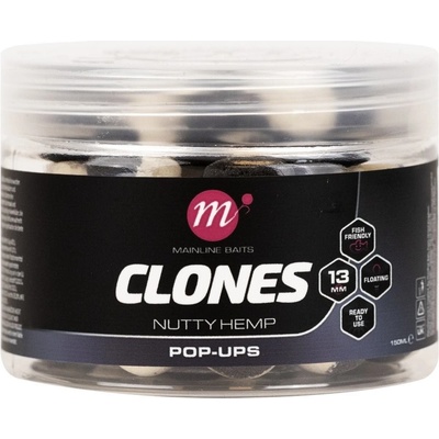 Mainline Plávajúce Boilies Clones Pop Ups 150ml 13mm Nutty Hemp