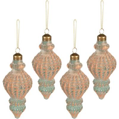 Clayre & Eef 4ks měděná vánoční ozdoba s patinou - Ø 6*14 cm