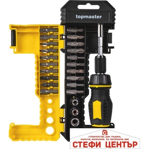 Topmaster Professional Комплект битове с тресчотна отвертка, 25 части ТМР (338744)