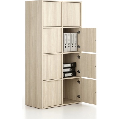 Frame, Kancelárska skriňa 8x dvere, 872 x 450 x 1735 mm, zámok PUSH-lock, dub prírodný