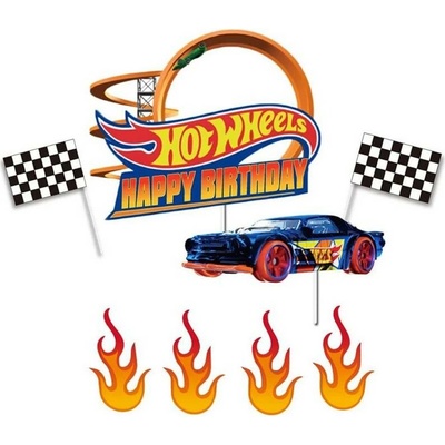 Zápich na dort Happy Birthday Hot Wheels 8ks - Cakesicq