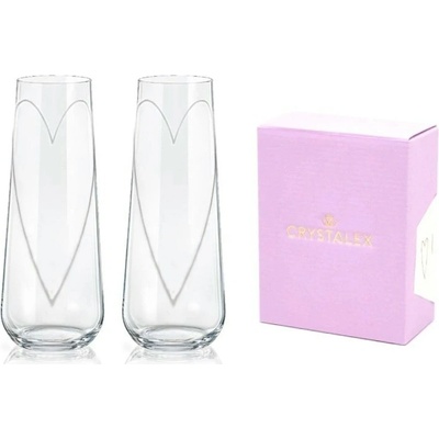 Crystalex Sklenice na prosecco se srdíčky 2 x 250 ml