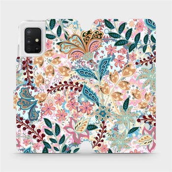 Pouzdro Mobiwear parádní flip Samsung Galaxy A51 - MX04S Spletité kvítky a listy