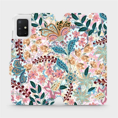 Pouzdro Mobiwear parádní flip Samsung Galaxy A51 - MX04S Spletité kvítky a listy