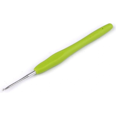 Háček na háčkování se silikonovou rukojetí vel. 2; 2,5; 3; 3,5; 4; 5 Varianta: 6 (2 mm) zelená sv., Balení: 1 ks 54540/136597/253747