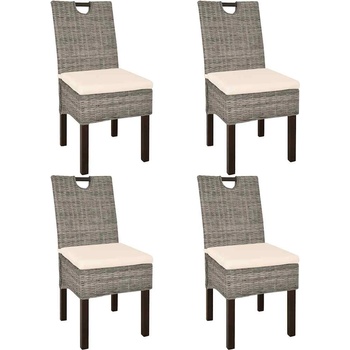 vidaXL Трапезни столове, 4 бр, кубу ратан, мангово дърво (274362)