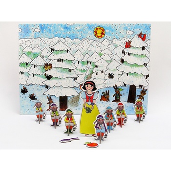 Marionetino Sněhurka a sedm trpaslíků loutky kulisy pozadí