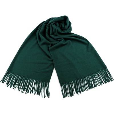 Šátek typu pashmina s třásněmi 14 zelená tmavá