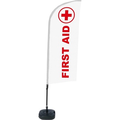 Jansen Display Kompletní sada reklamní vlajky ve tvaru křídla, První pomoc, anglicky ECO, 1105 x 3300 mm