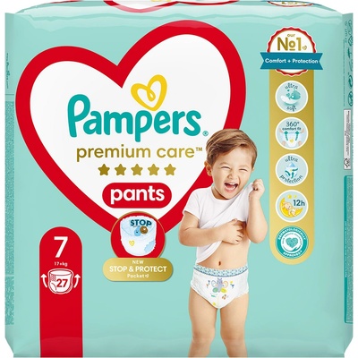 Pampers Гащички Pampers Premium Care Pants 7 (17+кг. ) - 27 броя