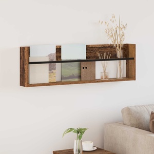 vidaXL Етажерка за списания с рафт Старо дърво 100 x 12 x 30 см (890824)