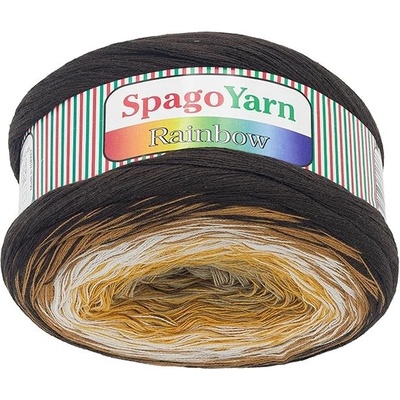 Bellatex Priadza SpagoYarn Rainbow 250 g – 3 hnedá, horčicová