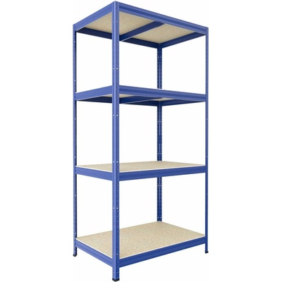 Biedrax Regál do technickej miestnosti 35 x 90 x 180 cm, modrý, 4 police OSB 10 mm, nosnosť 200 kg na policu