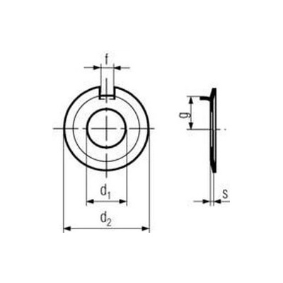 podložka M6 pr. 6.4x19x0.75 ZINEK pojistná s nosem DIN 432 [1 ks] – Sleviste.cz