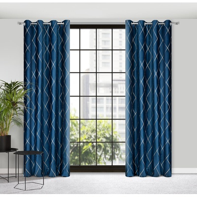 Takoy PIERRE CARDIN Závěs MARGO z francouzského sametu zdobený výšivkou do kosočtverců 140 x 250 cm-HF-389718 | 140 x 250 cm