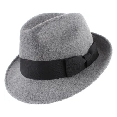 Мъжка филцова шапка Fedora HatYou CF0045, Сив меланж