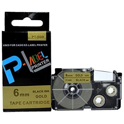 Kompatibilná páska s Casio XR-6GD1 6mm x 8m čierny tisk / zlatý podklad