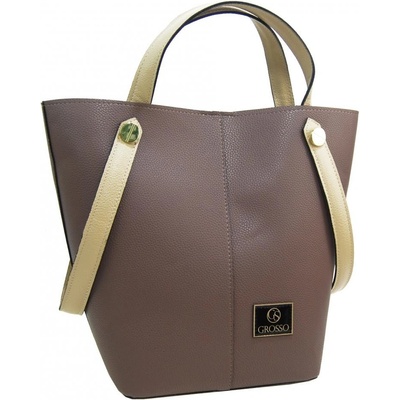 Grosso s fialovým nádychom shopper dámska kabelka S683 Hnedo-béžová