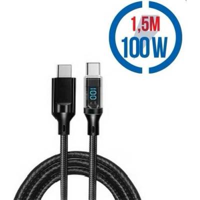 Agemeo CCD1.5MB Megatech USB C-C propojovací s displejem 100W 1.5m černý