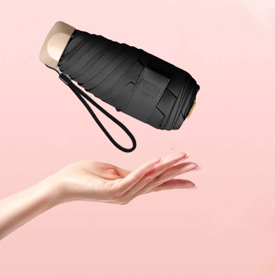 Mini ochranný deštník s pouzdrom pro slunečno a teplé venku černý