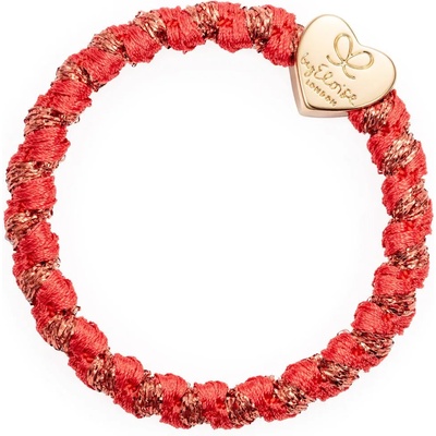 By Eloise London Woven Gold Heart Ластик за коса за жени цвят Savannah Red