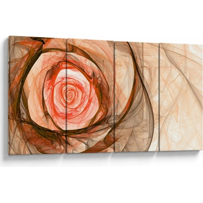 Obraz - Abstraktné ruže ružová s bielym pozadím, štvordielne 160x80 cm